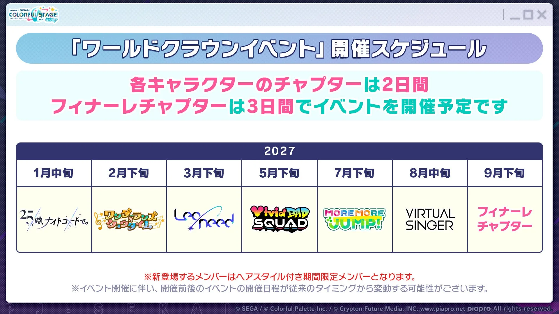 『プロジェクトセカイ』原口沙輔さん・晴いちばんさんの書き下ろし楽曲提供が決定、新イベントも2027年1月開催への画像
