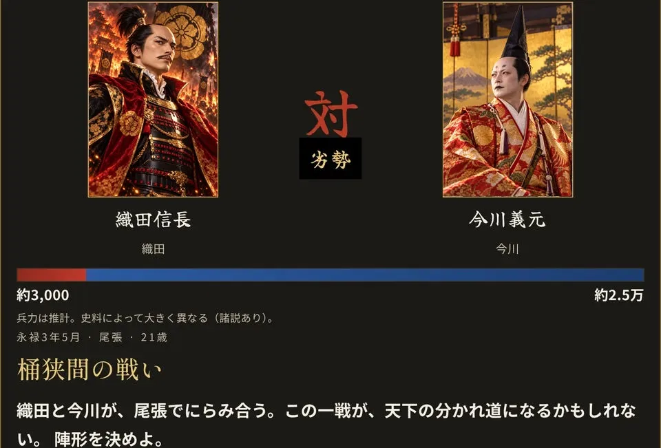 戦国の実在人物4,948人に転生する無料ブラウザゲーム『五十年転生』公開の画像